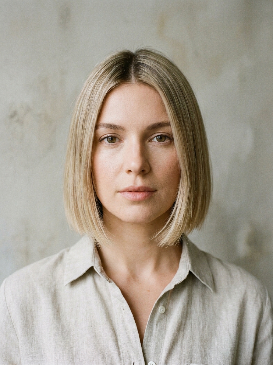Blonde Bob mit Mittelscheitel als Kurze Blonde Bob Frisuren Inspiration 2026